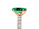 Rose gold Pear Cut Diamond Pavé Band Solitaire Ring with Prong Setting_5