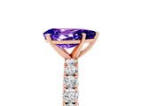 Rose gold Pear Cut Diamond Pavé Band Solitaire Ring with Prong Setting_5