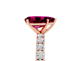 Rose gold Pear Cut Diamond Pavé Band Solitaire Ring with Prong Setting_5
