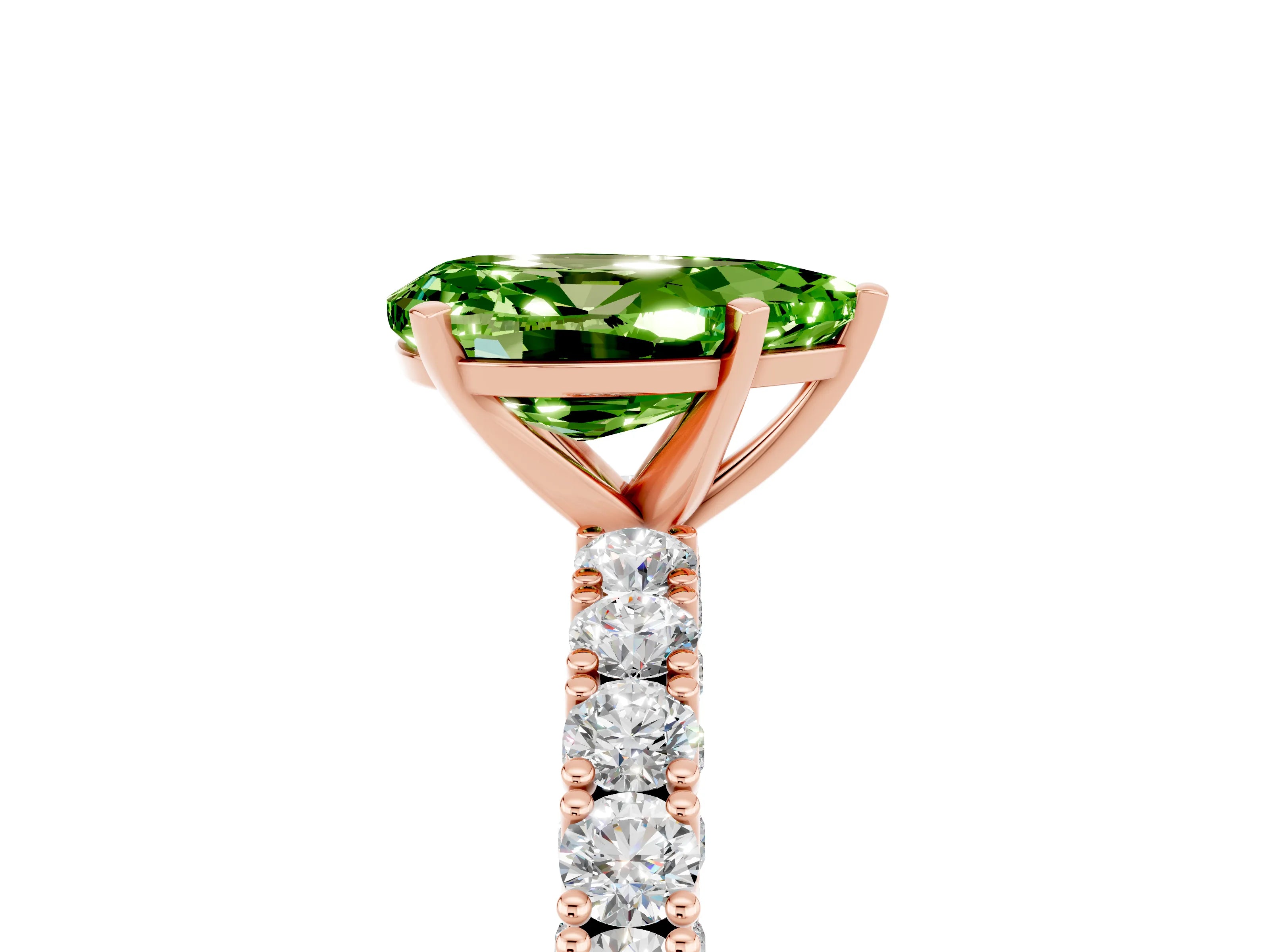 Rose gold Pear Cut Diamond Pavé Band Solitaire Ring with Prong Setting_5