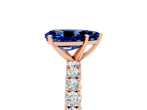 Rose gold Pear Cut Diamond Pavé Band Solitaire Ring with Prong Setting_5