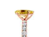 Rose gold Pear Cut Diamond Pavé Band Solitaire Ring with Prong Setting_5