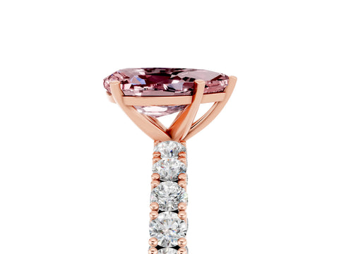 Rose gold Pear Cut Diamond Pavé Band Solitaire Ring with Prong Setting_5