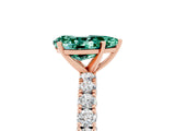 Rose gold Pear Cut Diamond Pavé Band Solitaire Ring with Prong Setting_5