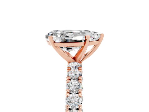 Rose gold Pear Cut Diamond Pavé Band Solitaire Ring with Prong Setting_5
