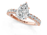 Rose gold Pear Cut Diamond Pavé Band Solitaire Ring with Prong Setting_70
