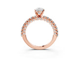 Rose gold Pear Cut Diamond Pavé Band Solitaire Ring with Prong Setting_72