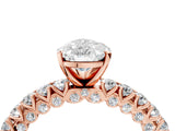 Rose gold Pear Cut Diamond Pavé Band Solitaire Ring with Prong Setting_73