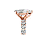 Rose gold Pear Cut Diamond Pavé Band Solitaire Ring with Prong Setting_74