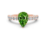 Rose gold Pear Cut Diamond Pavé Band Solitaire Ring with Prong Setting
