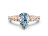 Rose gold Pear Cut Diamond Pavé Band Solitaire Ring with Prong Setting