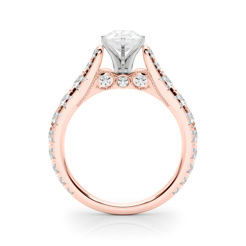 Rose gold Pear Cut Diamond Pavé Band Solitaire with Four-Prong Setting 2