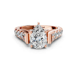 Rose gold Pear Cut Diamond Pavé Band Solitaire with Four-Prong Setting_20
