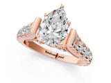 Rose gold Pear Cut Diamond Pavé Band Solitaire with Four-Prong Setting_21