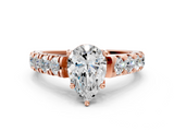 Rose gold Pear Cut Diamond Pavé Band Solitaire with Four-Prong Setting_24