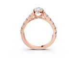 Rose gold Pear Cut Diamond Pavé Band Solitaire with Four-Prong Setting_27