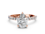 Rose gold Pear Cut Diamond Pavé Band Solitaire with Four-Prong Setting_3