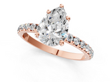 Rose gold Pear Cut Diamond Pavé Band Solitaire with Four-Prong Setting_4
