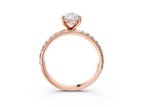 Rose gold Pear Cut Diamond Pavé Band Solitaire with Four-Prong Setting_6