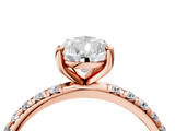 Rose gold Pear Cut Diamond Pavé Band Solitaire with Four-Prong Setting_7