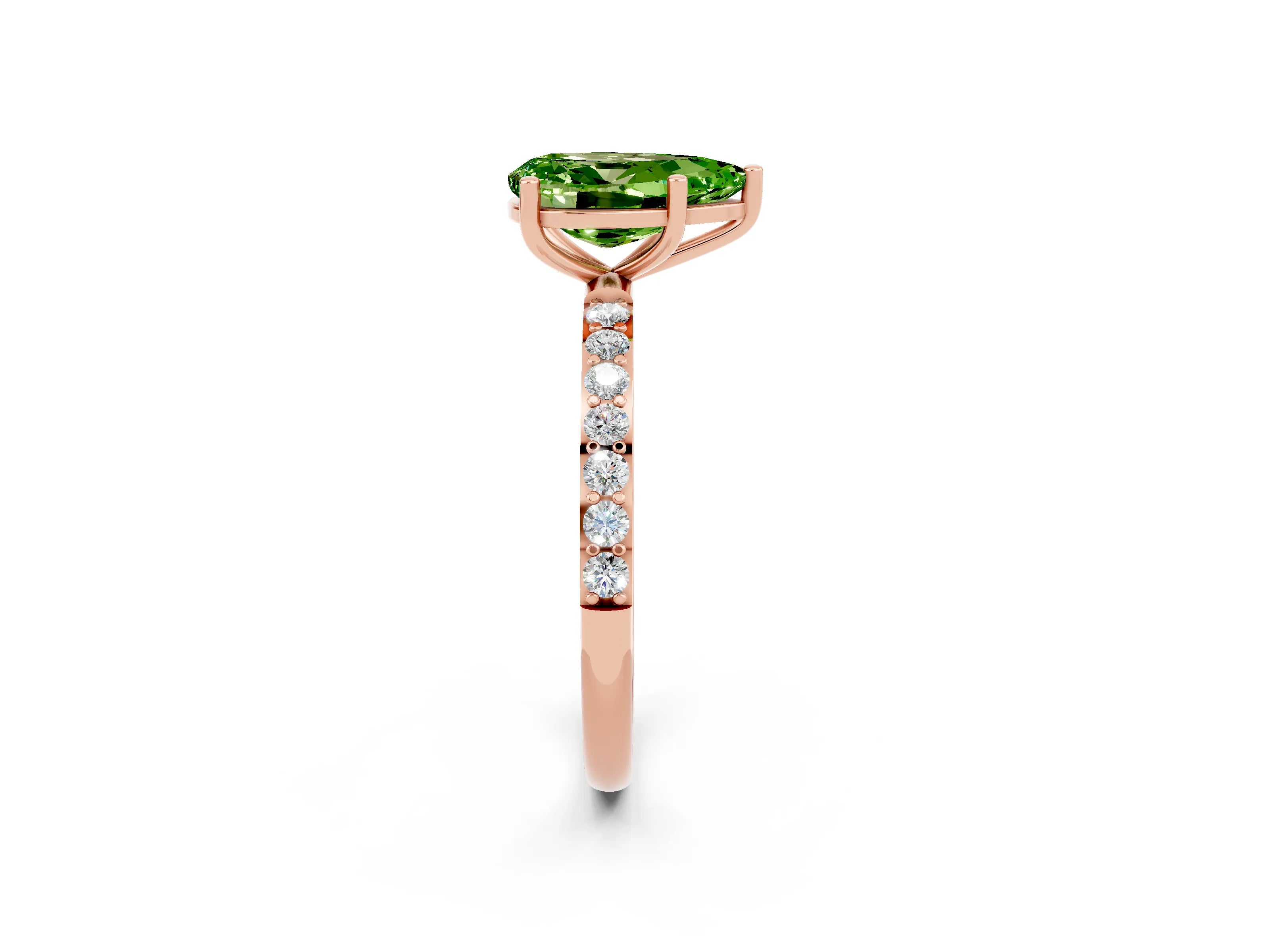 Rose gold Pear Cut Diamond Pavé Band with Six-Prong Setting_2
