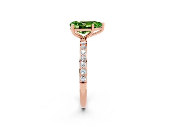 Rose gold Pear Cut Diamond Pavé Band with Six-Prong Setting