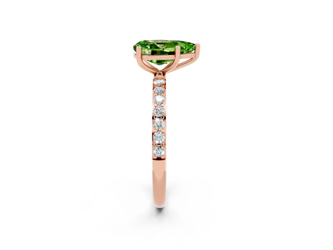Rose gold Pear Cut Diamond Pavé Band with Six-Prong Setting_2