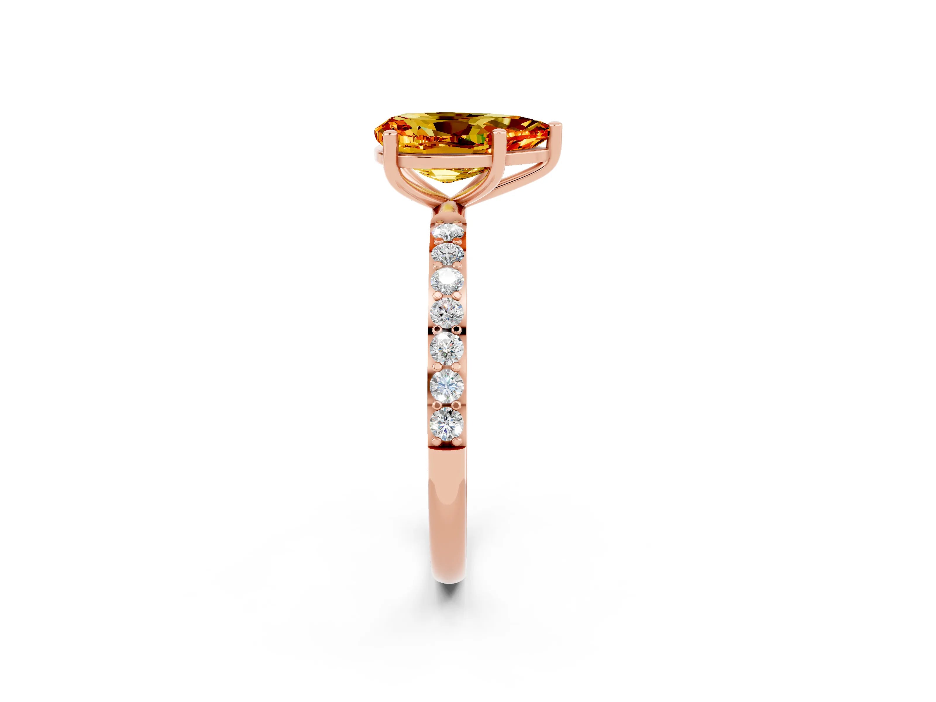 Rose gold Pear Cut Diamond Pavé Band with Six-Prong Setting_2