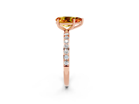 Rose gold Pear Cut Diamond Pavé Band with Six-Prong Setting_2