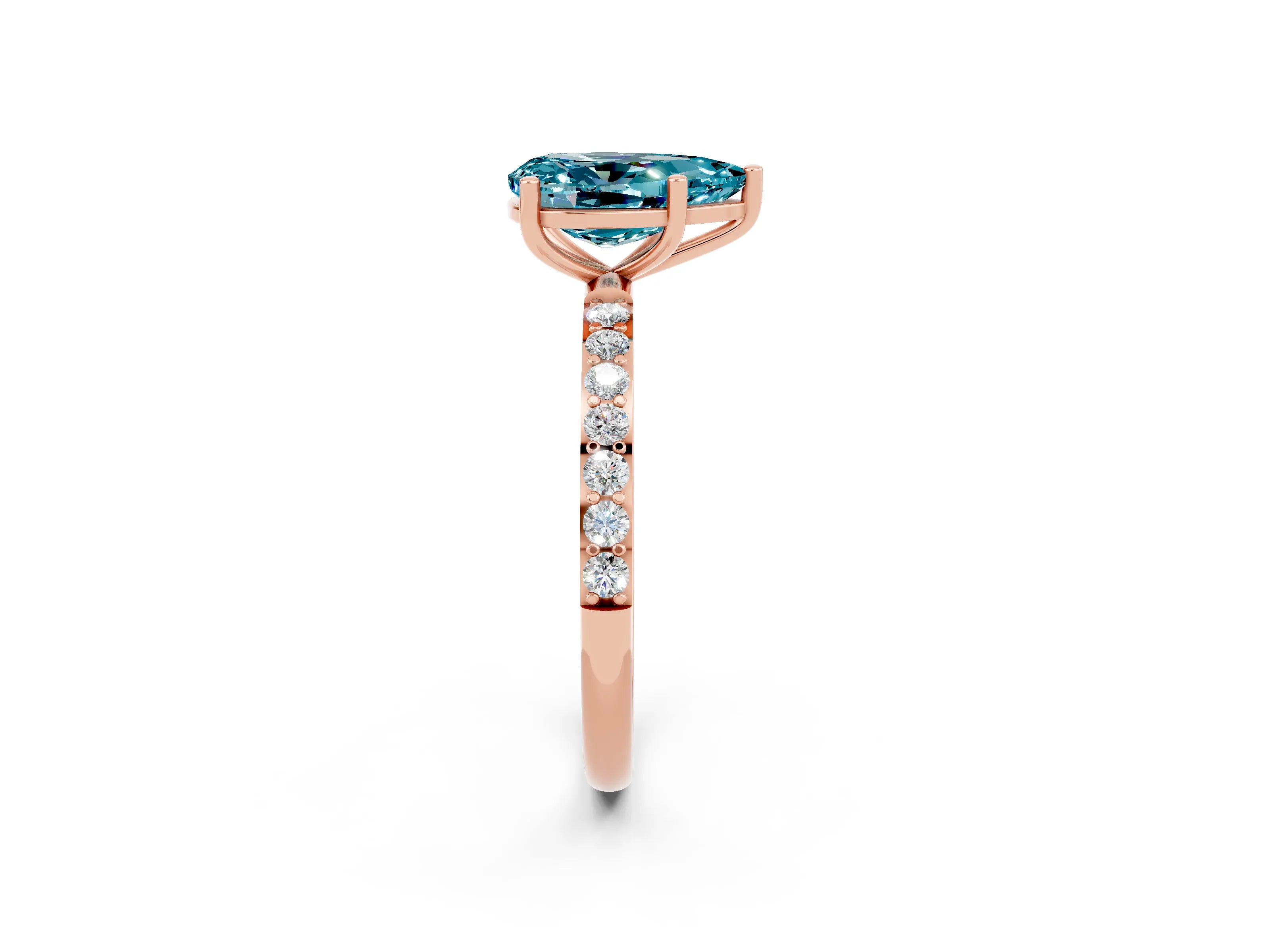 Rose gold Pear Cut Diamond Pavé Band with Six-Prong Setting_2