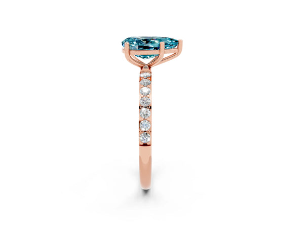 Rose gold Pear Cut Diamond Pavé Band with Six-Prong Setting