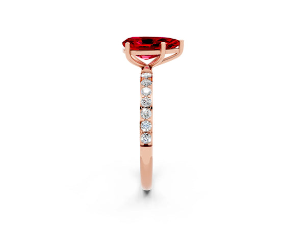 Rose gold Pear Cut Diamond Pavé Band with Six-Prong Setting