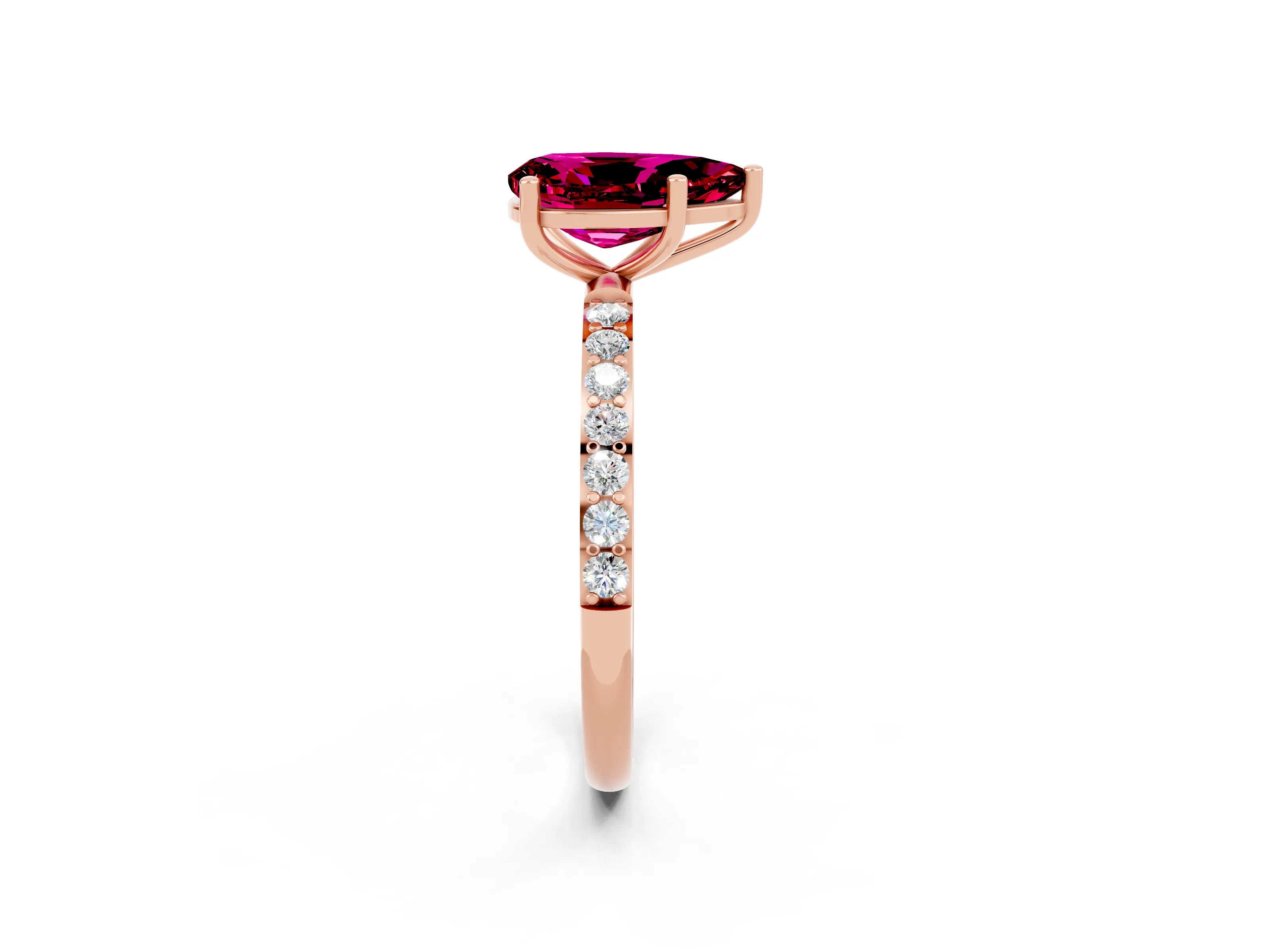 Rose gold Pear Cut Diamond Pavé Band with Six-Prong Setting_2