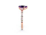 Rose gold Pear Cut Diamond Pavé Band with Six-Prong Setting_2