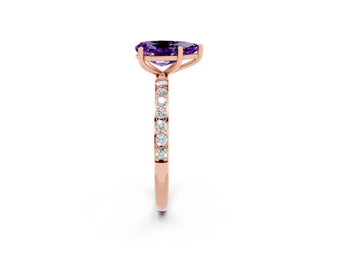Rose gold Pear Cut Diamond Pavé Band with Six-Prong Setting_2