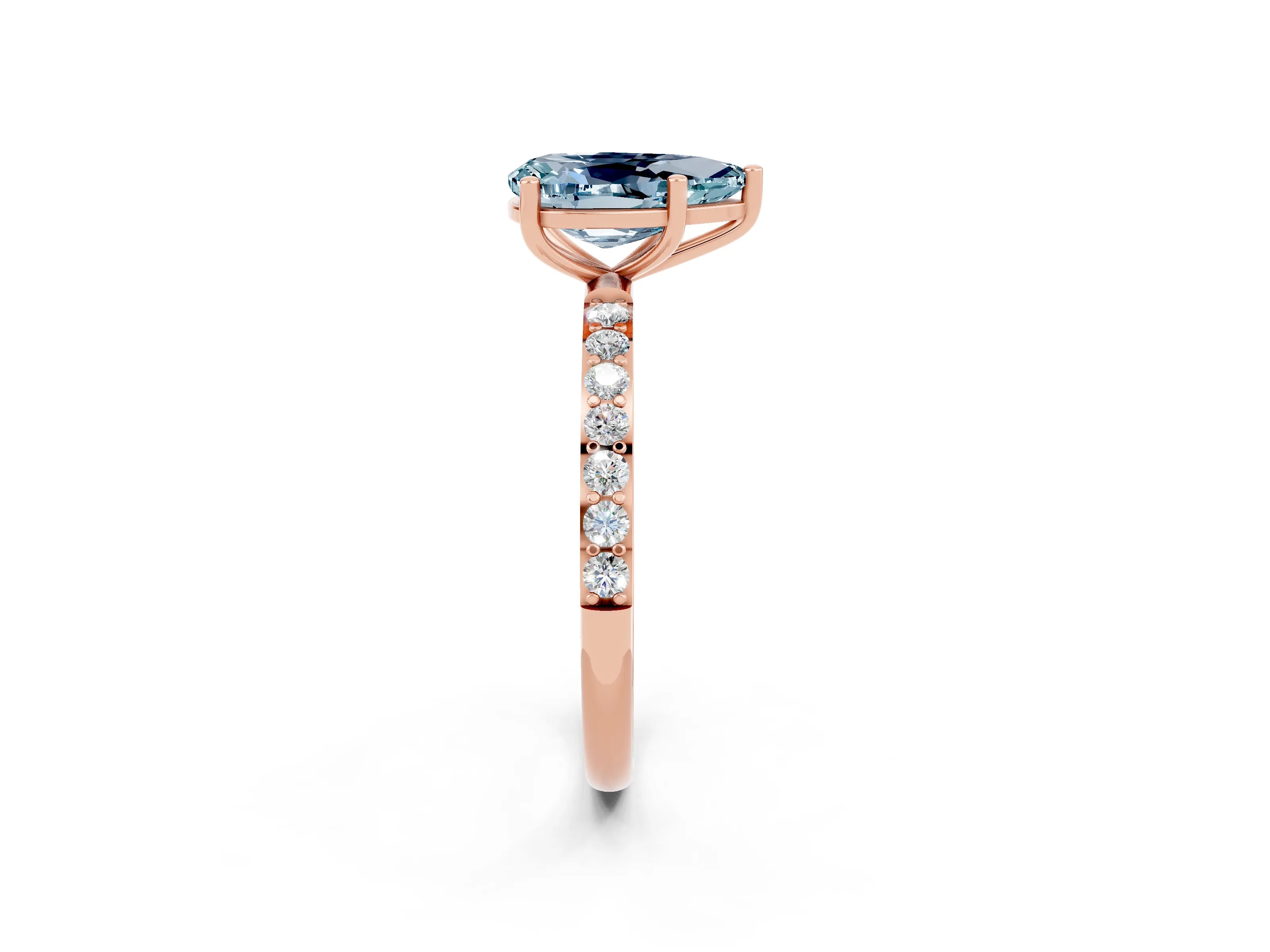 Rose gold Pear Cut Diamond Pavé Band with Six-Prong Setting_2