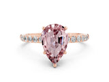 Rose gold Pear Cut Diamond Pavé Band with Six-Prong Setting