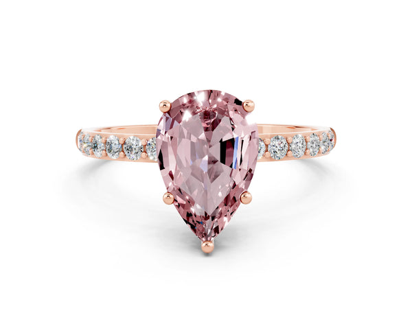 Rose gold Pear Cut Diamond Pavé Band with Six-Prong Setting