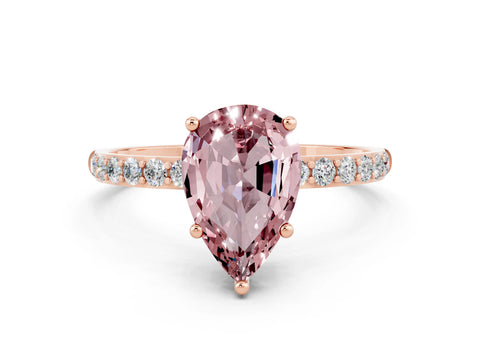 Rose gold Pear Cut Diamond Pavé Band with Six-Prong Setting