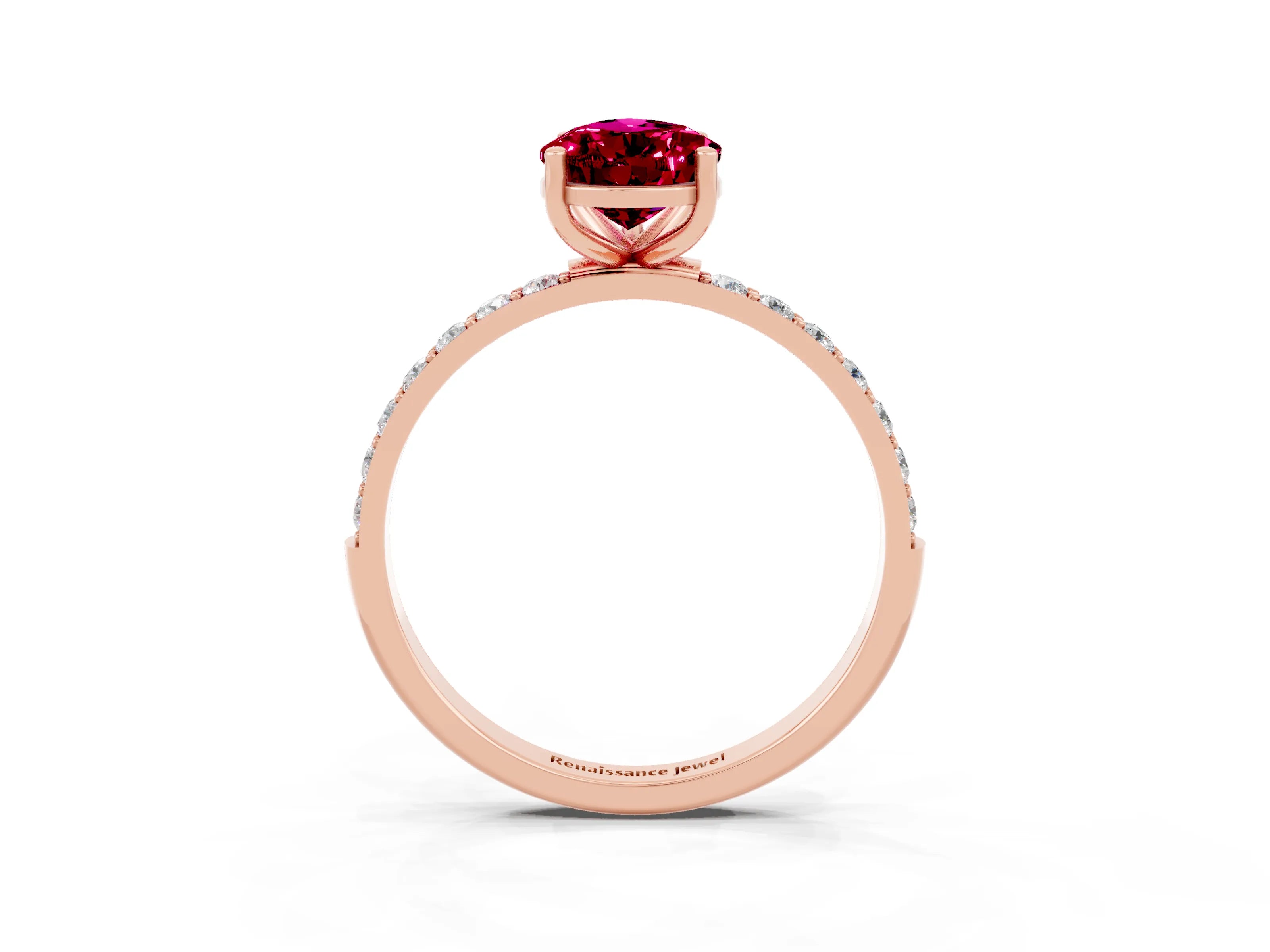 Rose gold Pear Cut Diamond Pavé Band with Six-Prong Setting_3