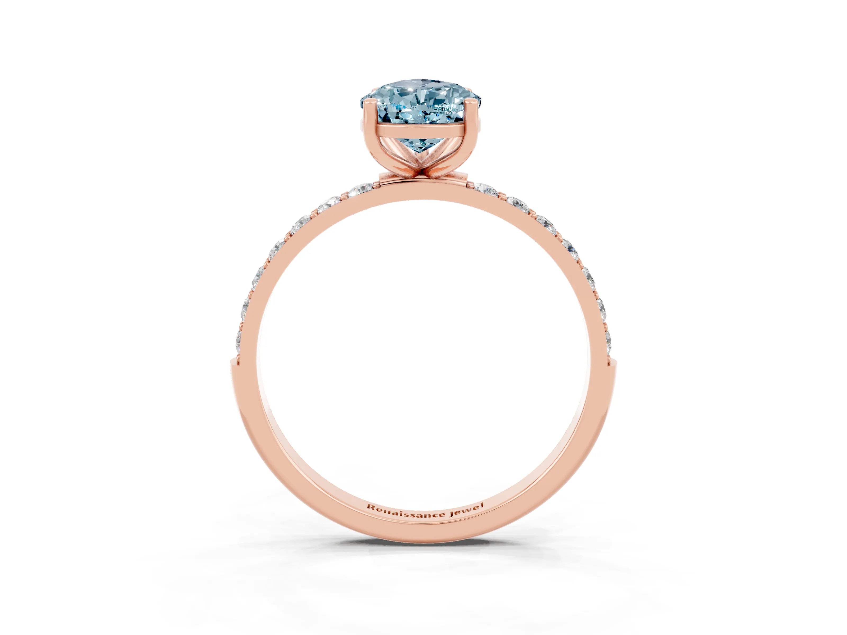 Rose gold Pear Cut Diamond Pavé Band with Six-Prong Setting_3