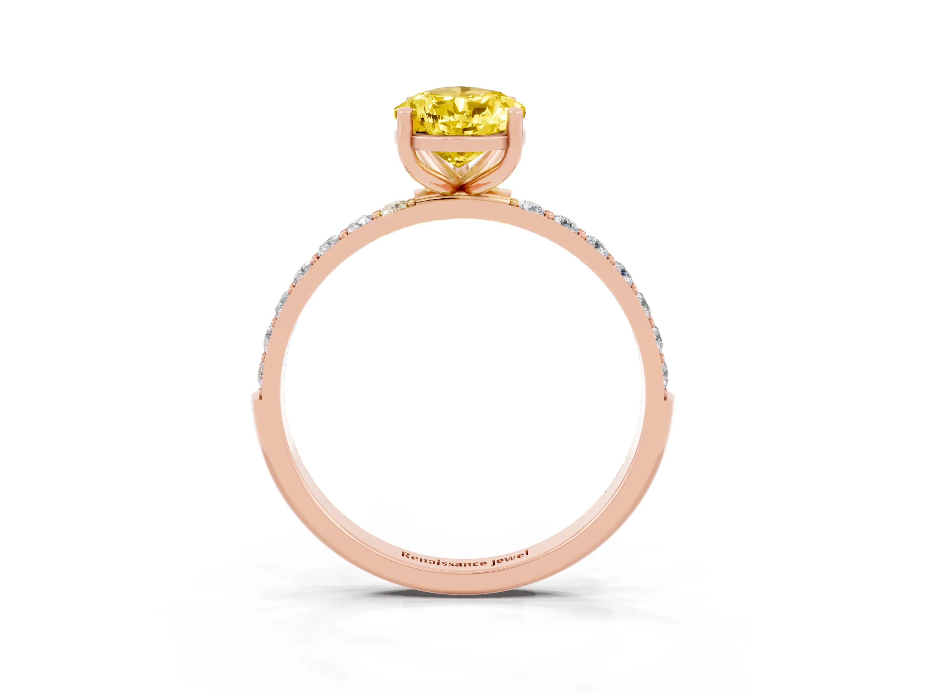Rose gold Pear Cut Diamond Pavé Band with Six-Prong Setting_3