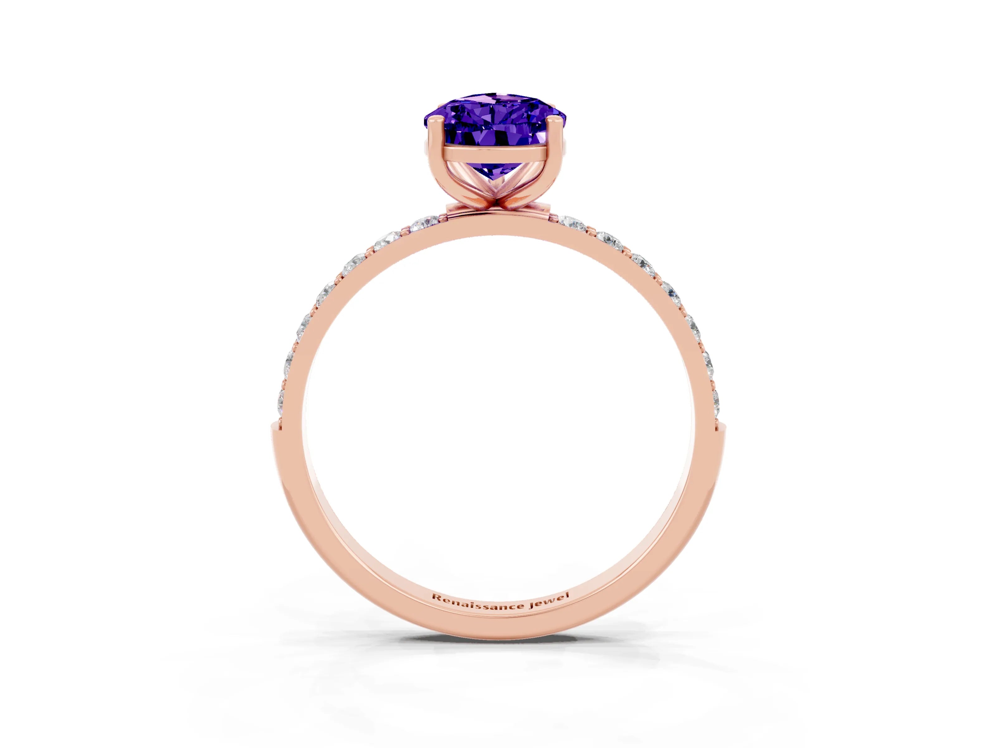 Rose gold Pear Cut Diamond Pavé Band with Six-Prong Setting_3
