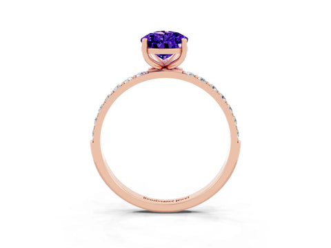 Rose gold Pear Cut Diamond Pavé Band with Six-Prong Setting_3