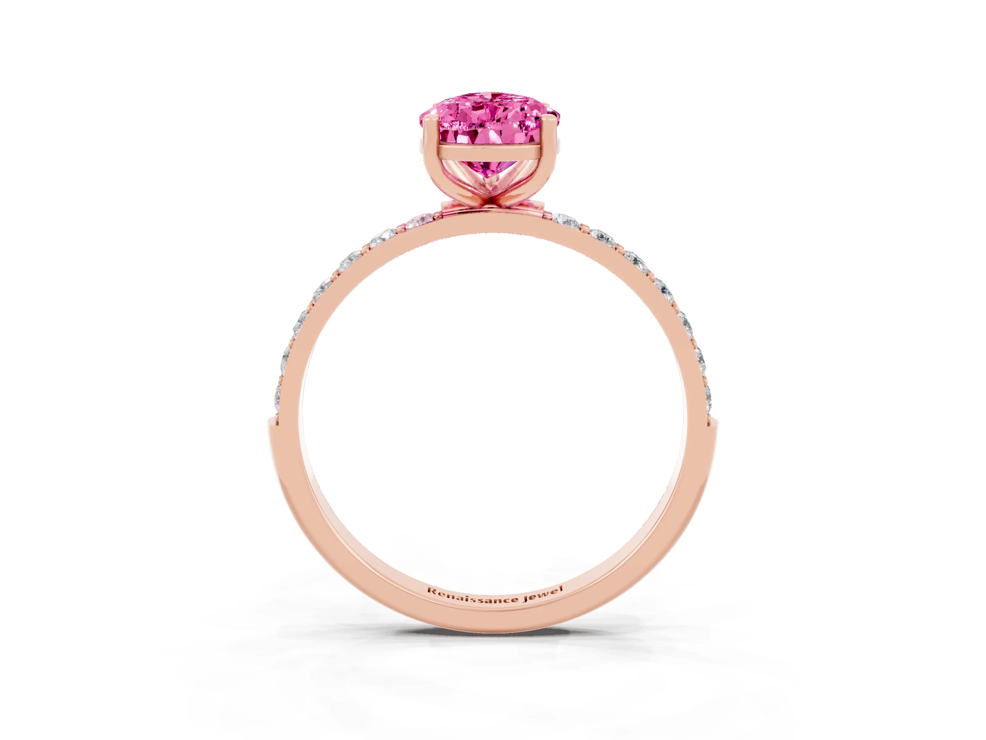 Rose gold Pear Cut Diamond Pavé Band with Six-Prong Setting_3