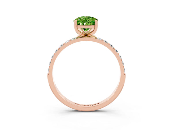 Rose gold Pear Cut Diamond Pavé Band with Six-Prong Setting