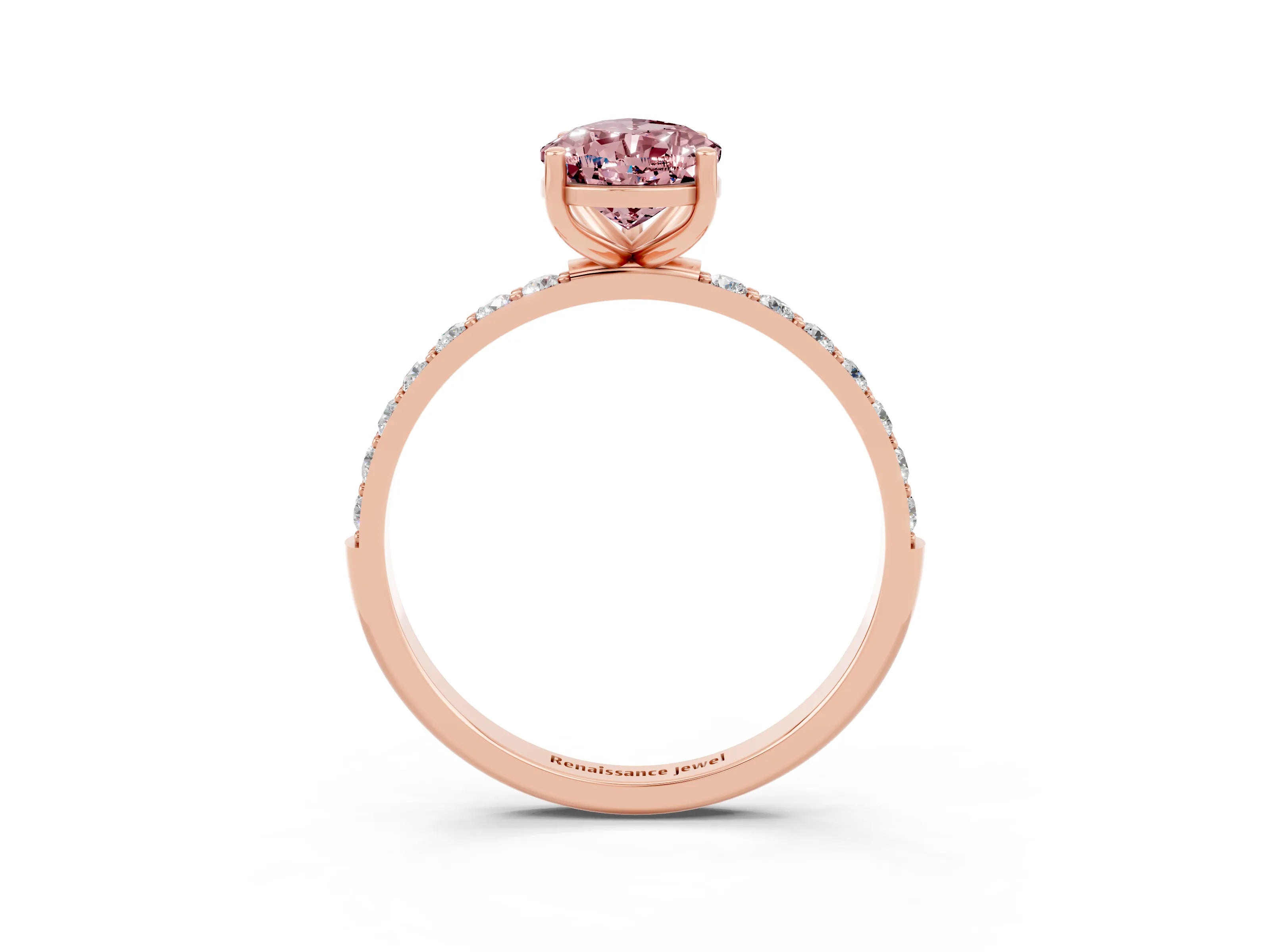 Rose gold Pear Cut Diamond Pavé Band with Six-Prong Setting_3