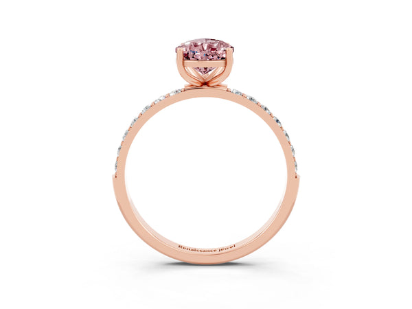 Rose gold Pear Cut Diamond Pavé Band with Six-Prong Setting