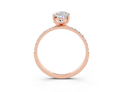 Rose gold Pear Cut Diamond Pavé Band with Six-Prong Setting_3