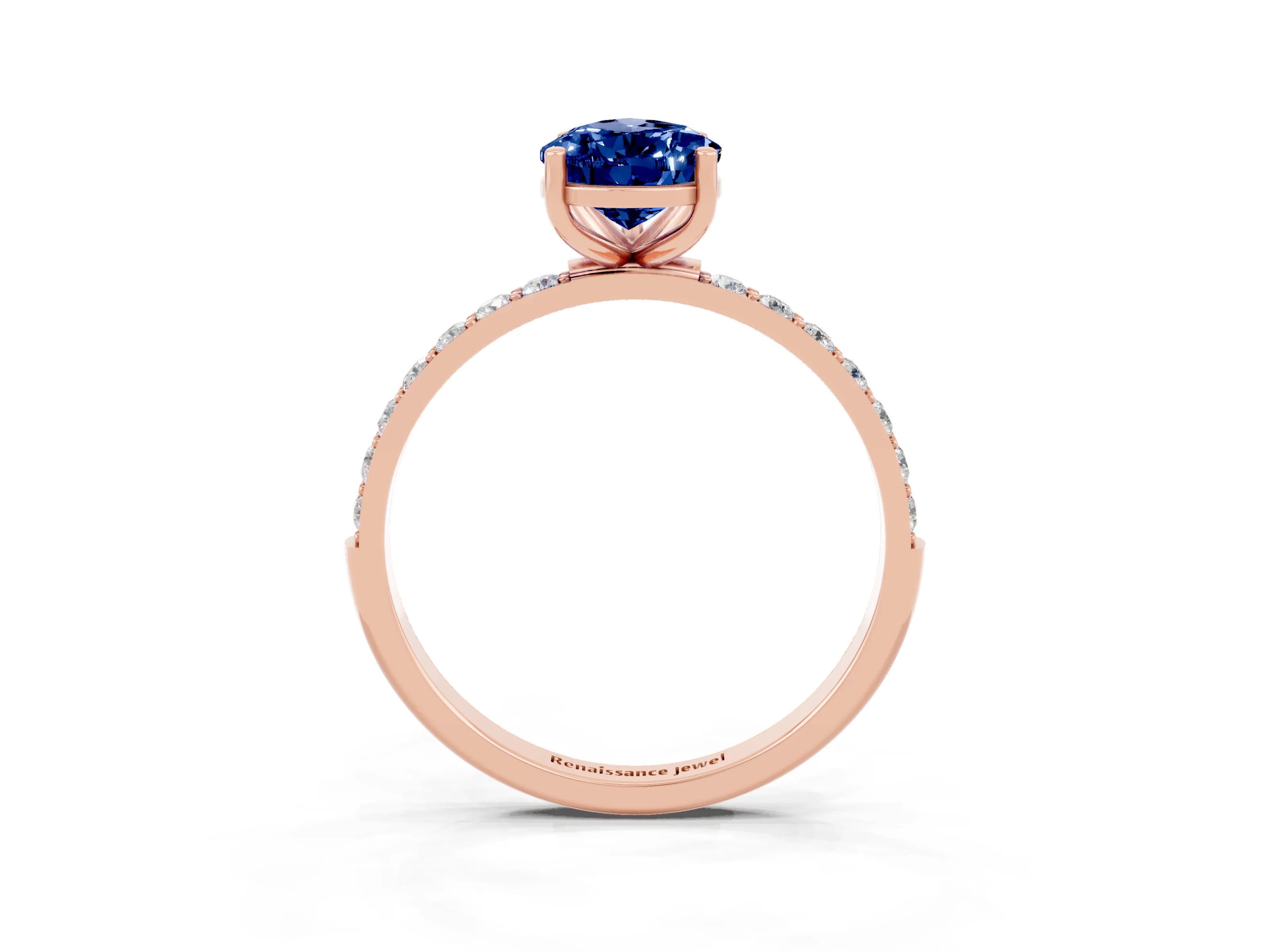 Rose gold Pear Cut Diamond Pavé Band with Six-Prong Setting_3